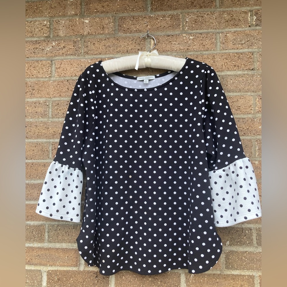 Green Envelope Polka Dot plus size Top, 1X